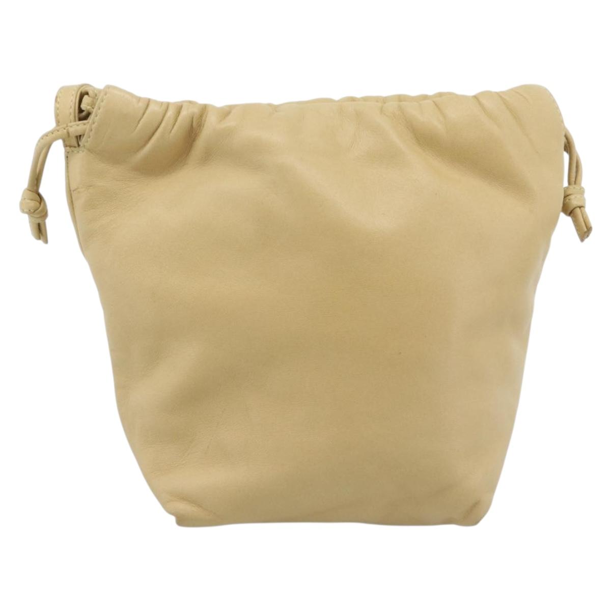 LOEWE Shoulder Bag Leather Beige Gold Auth 183674