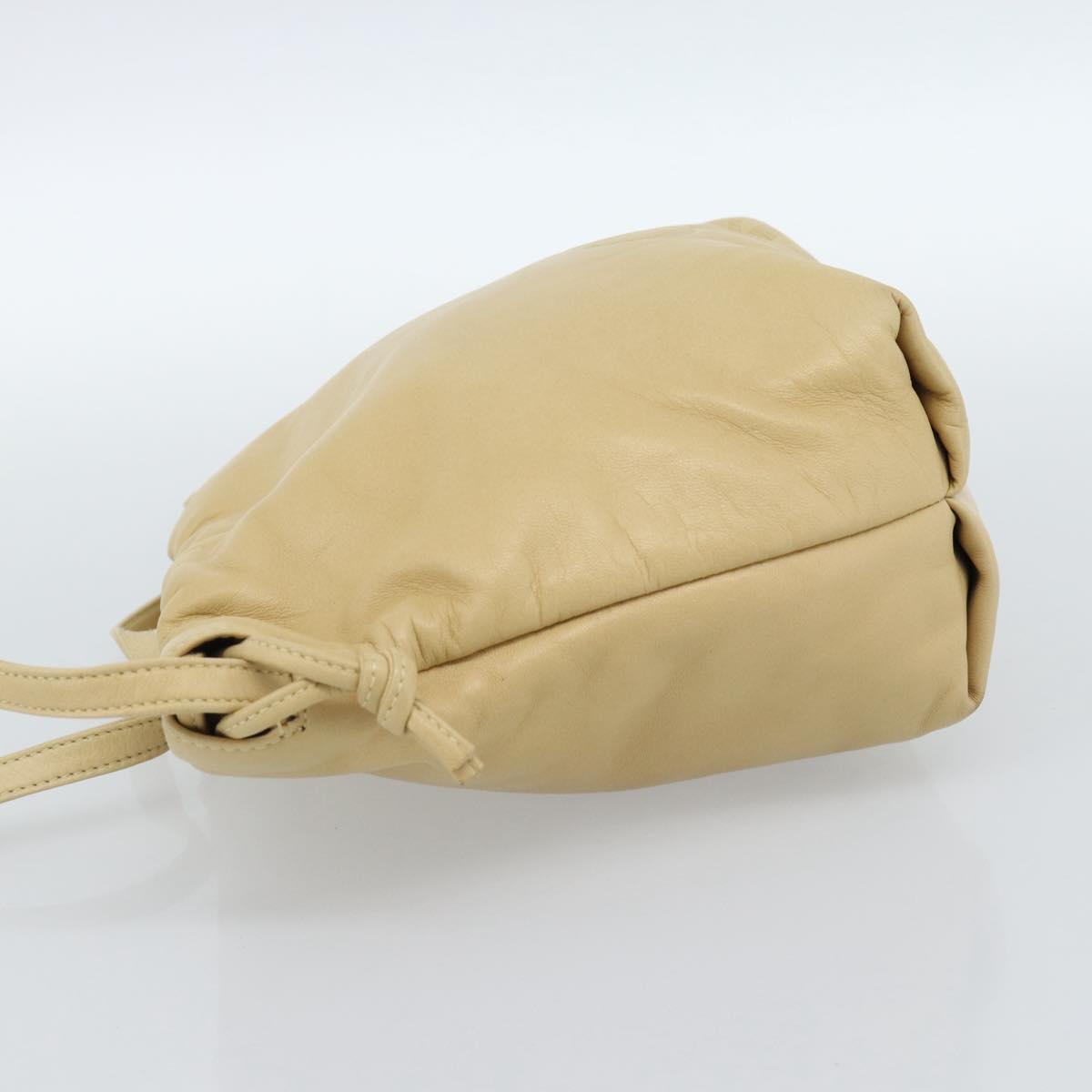 LOEWE Shoulder Bag Leather Beige Gold Auth 183674