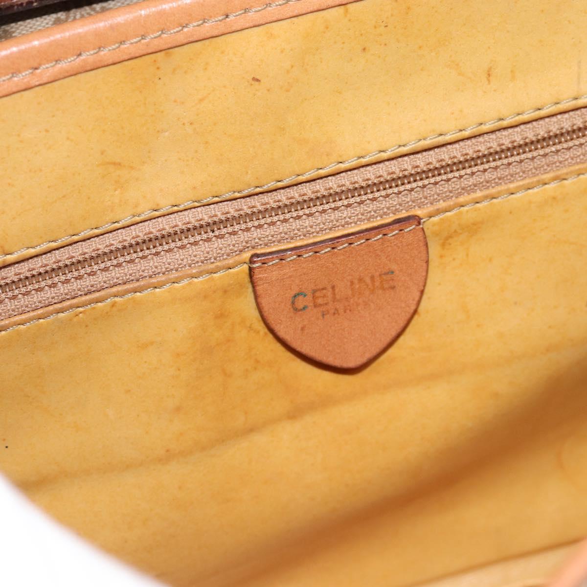 CELINE Macadam Canvas Shoulder Bag PVC Beige Gold Auth 183675