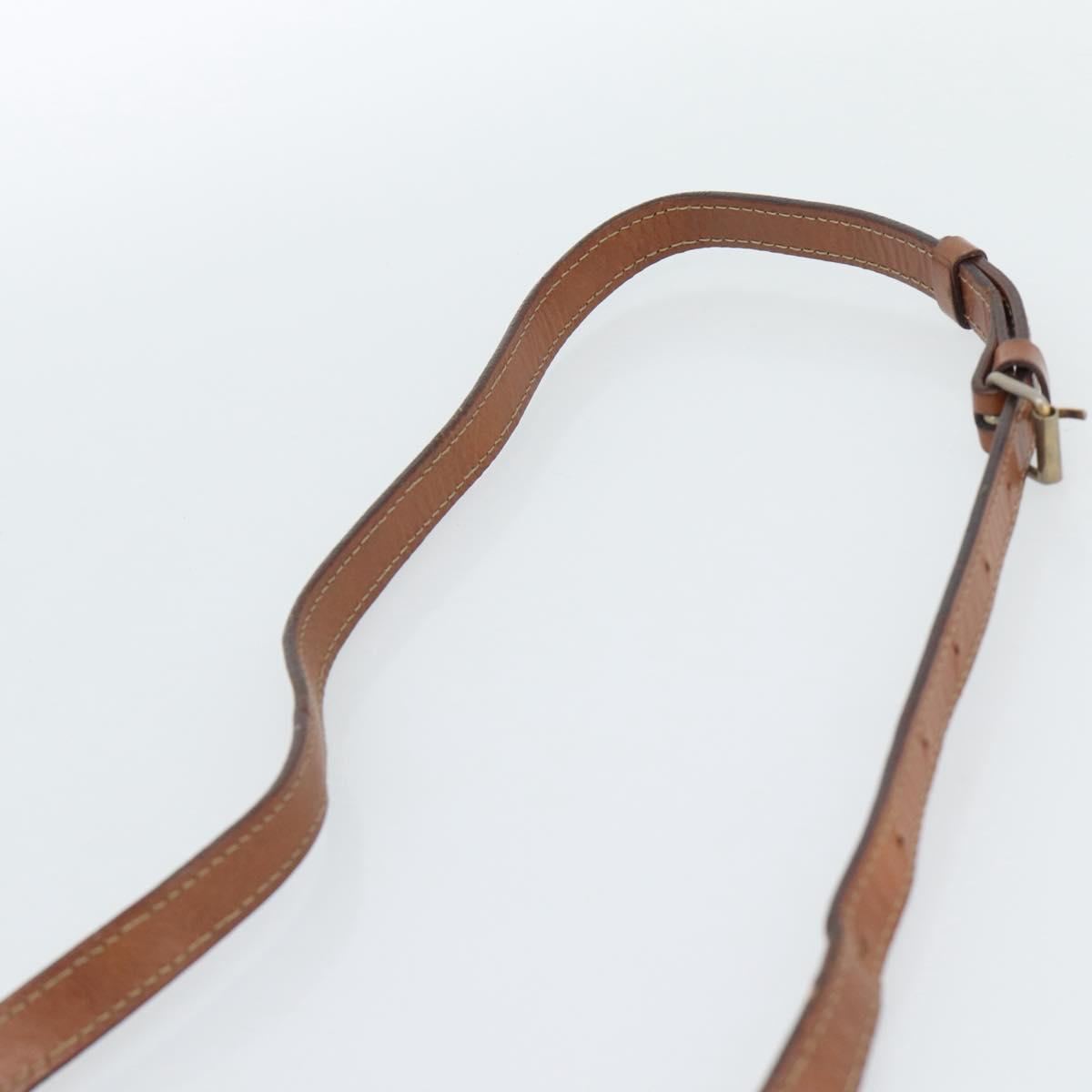 CELINE Macadam Canvas Shoulder Bag PVC Beige Gold Auth 183675