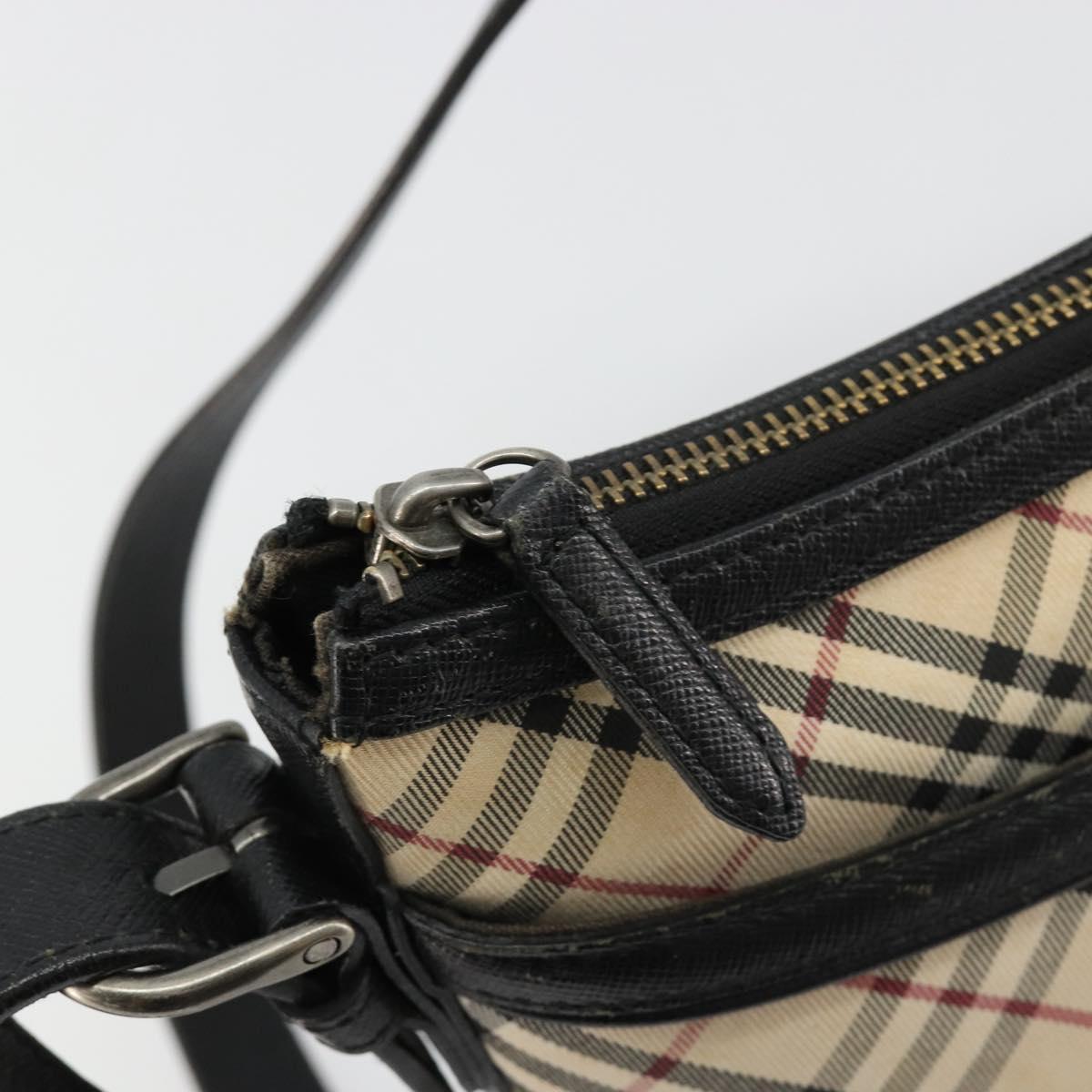 BURBERRY Nova Check Shoulder Bag Canvas Beige Silver Auth 183677