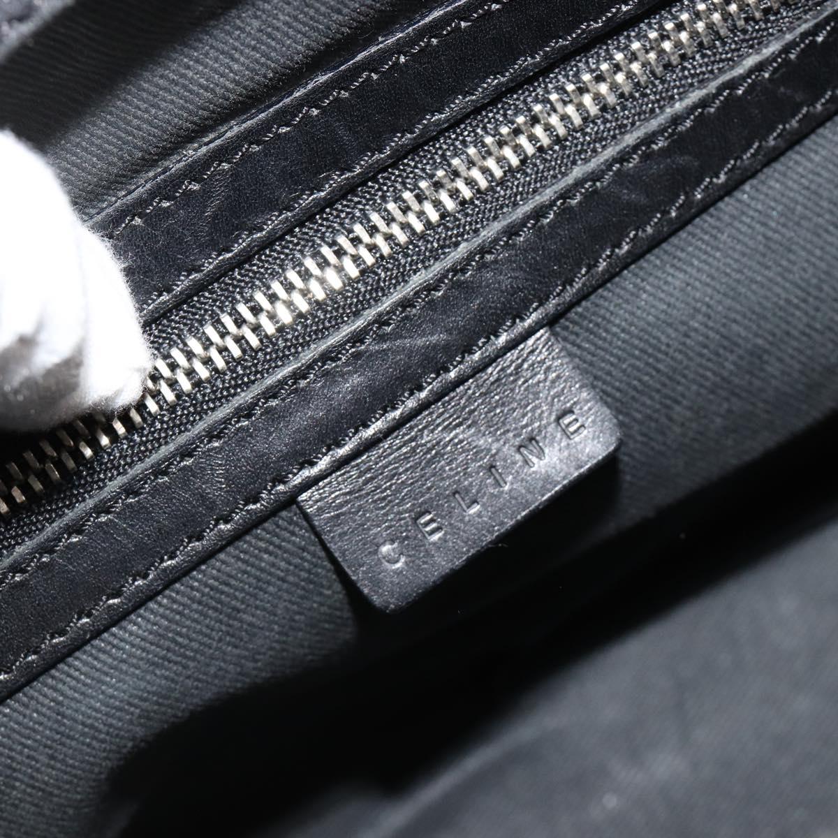 CELINE C Macadam Canvas Shoulder Bag Black Silver Auth 183678A