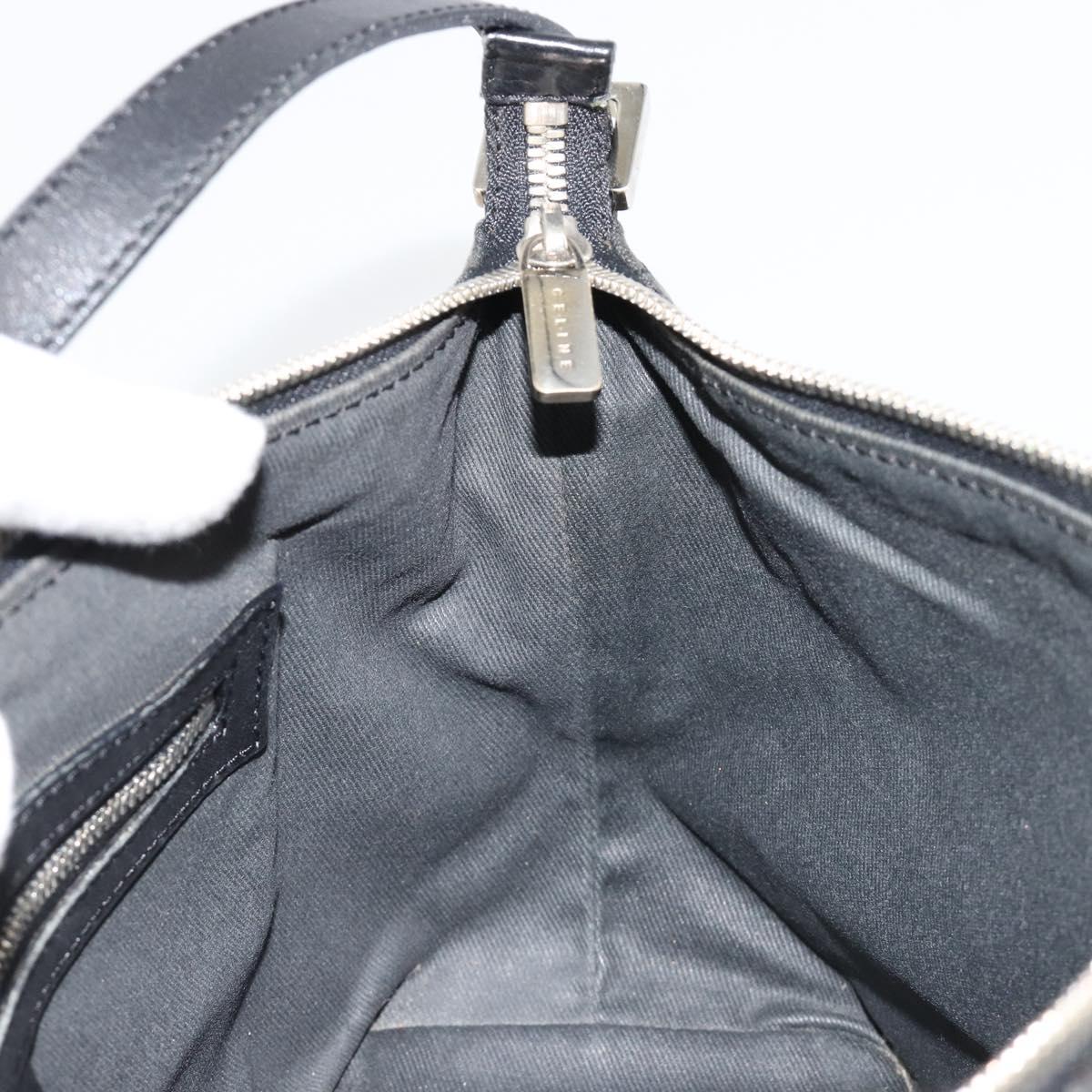 CELINE C Macadam Canvas Shoulder Bag Black Silver Auth 183678A