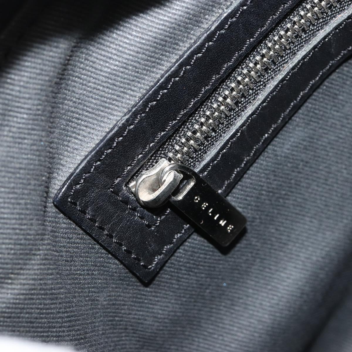 CELINE C Macadam Canvas Shoulder Bag Black Silver Auth 183678A