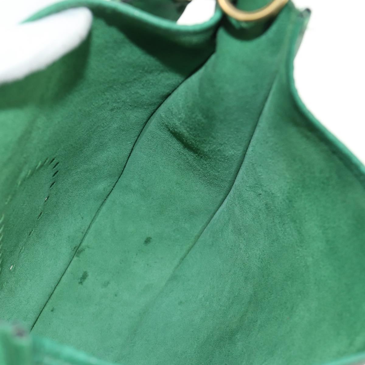 HERMES Evelyn 1GM Shoulder Bag Leather Green Gold Auth 183685V