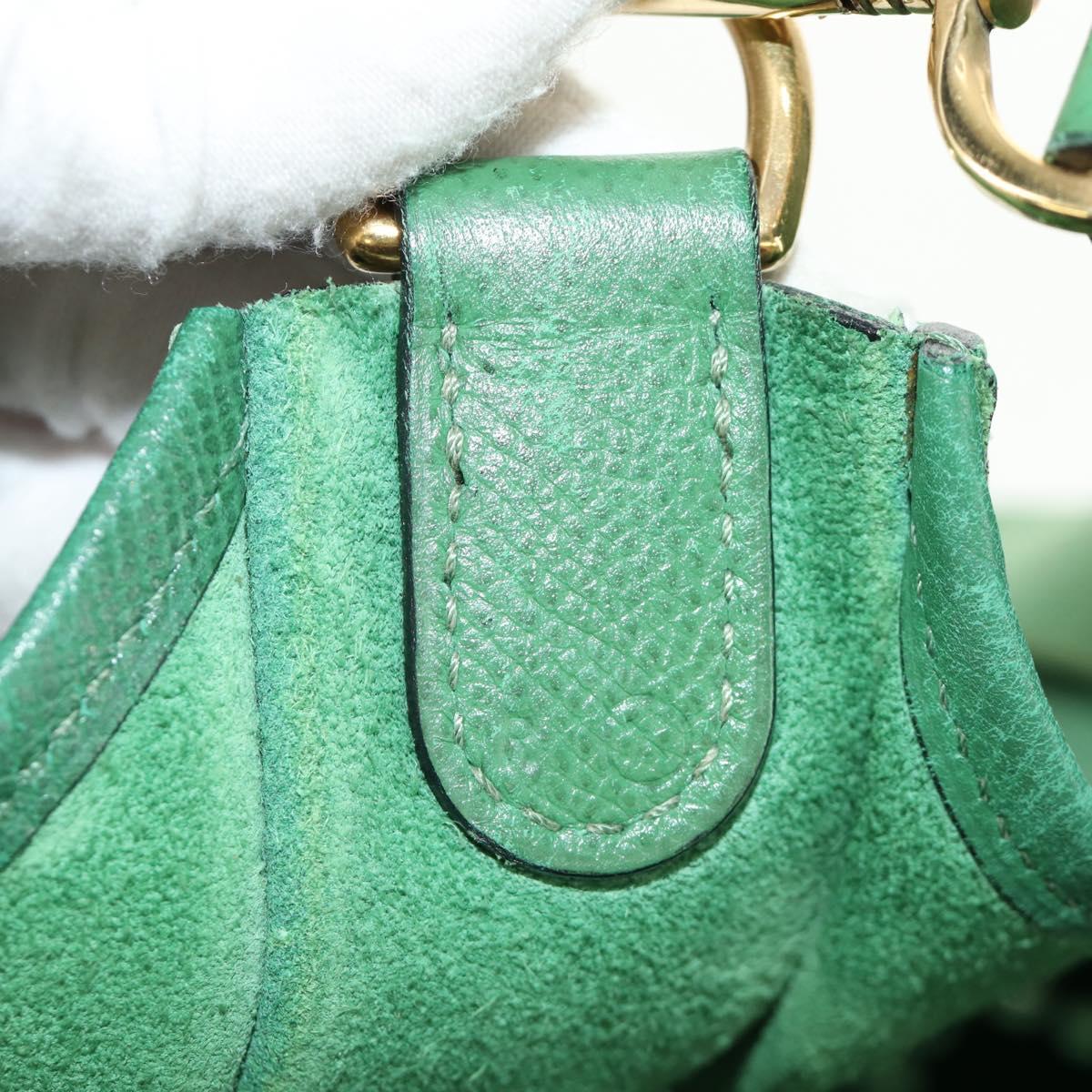HERMES Evelyn 1GM Shoulder Bag Leather Green Gold Auth 183685V