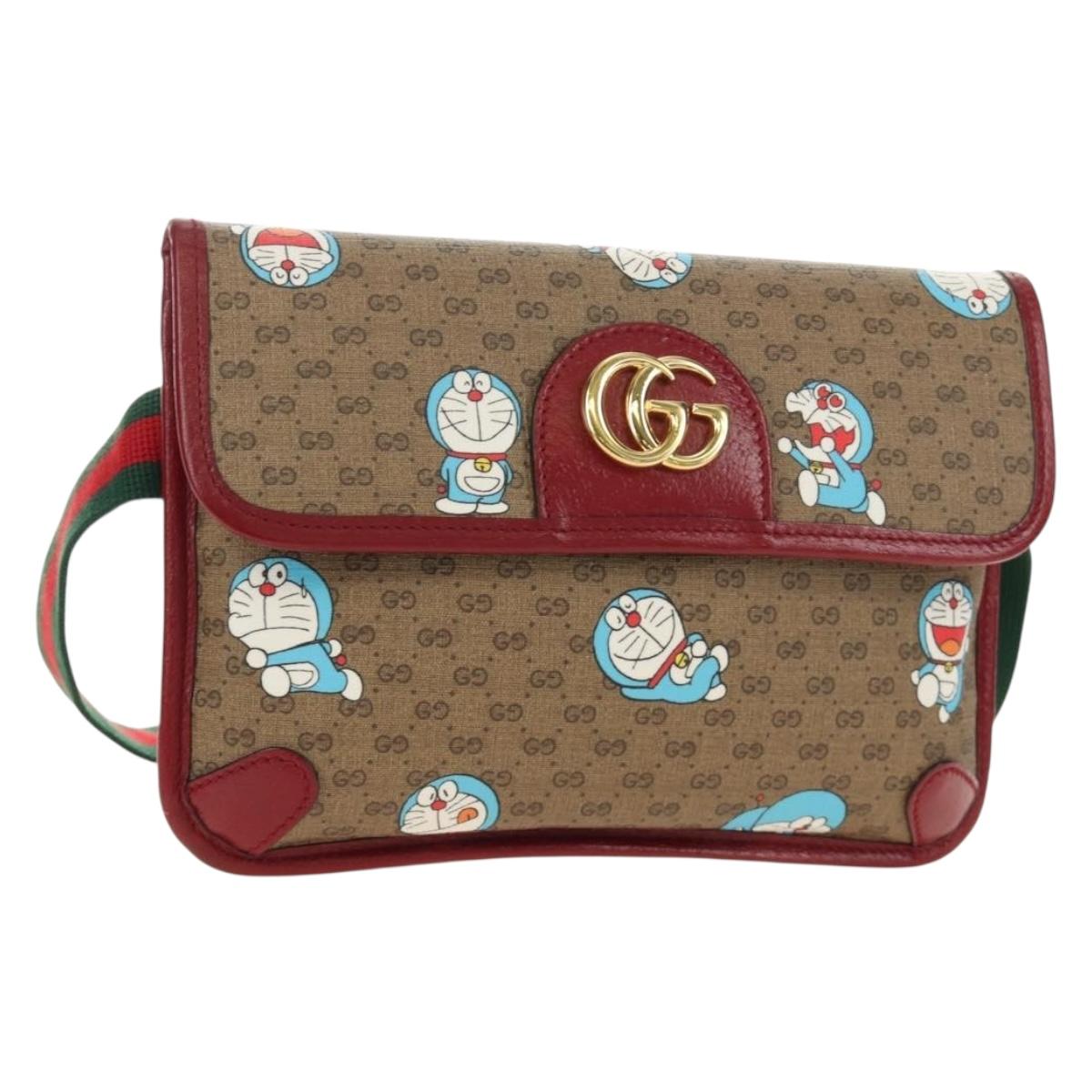 GUCCI Micro GG Supreme Doraemon x Fujiko-Pro Waist PVC Beige 647817 Auth 183687M