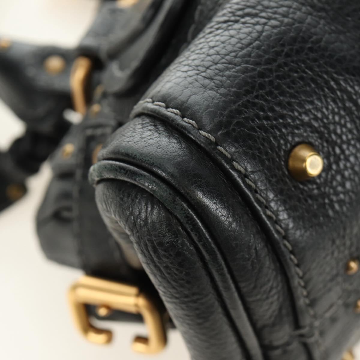Chloe Mini Paddington Hand Bag Leather Black Silver gold Auth 183688M