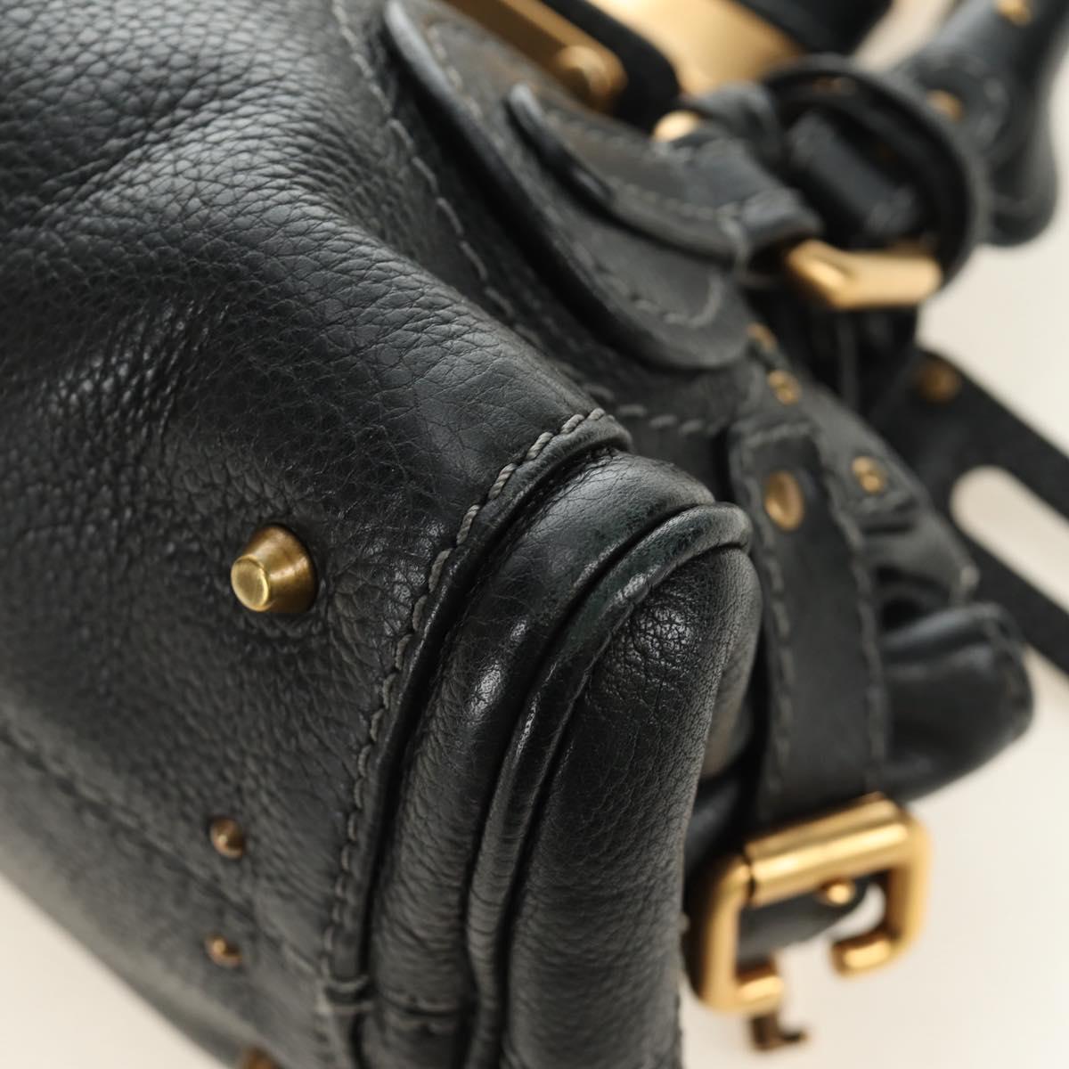 Chloe Mini Paddington Hand Bag Leather Black Silver gold Auth 183688M