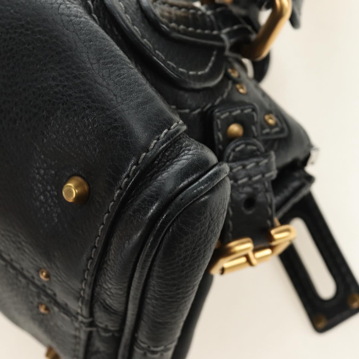 Chloe Mini Paddington Hand Bag Leather Black Silver gold Auth 183688M