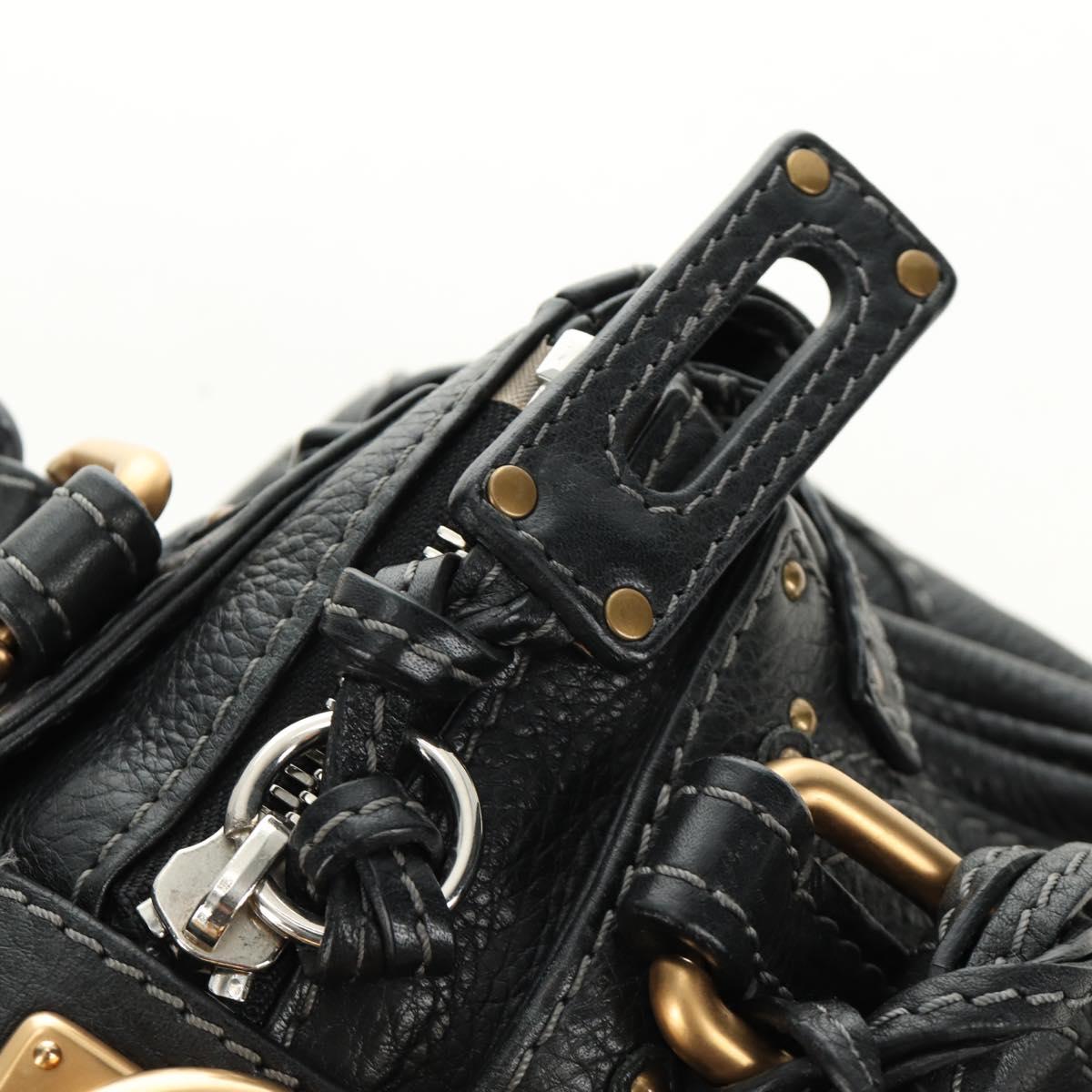 Chloe Mini Paddington Hand Bag Leather Black Silver gold Auth 183688M