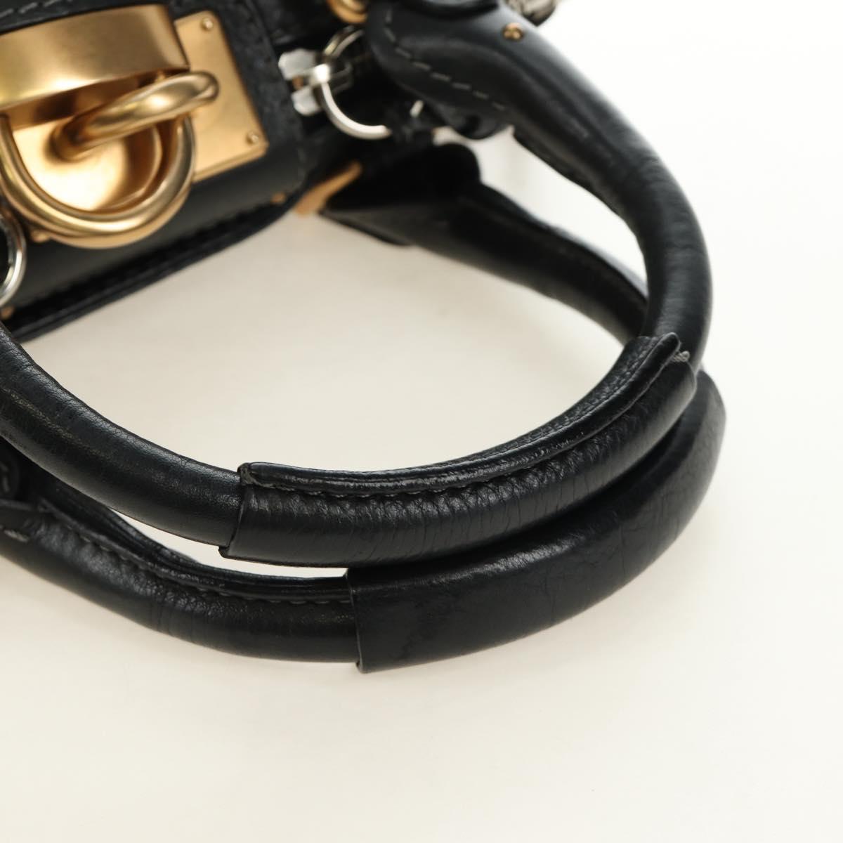 Chloe Mini Paddington Hand Bag Leather Black Silver gold Auth 183688M