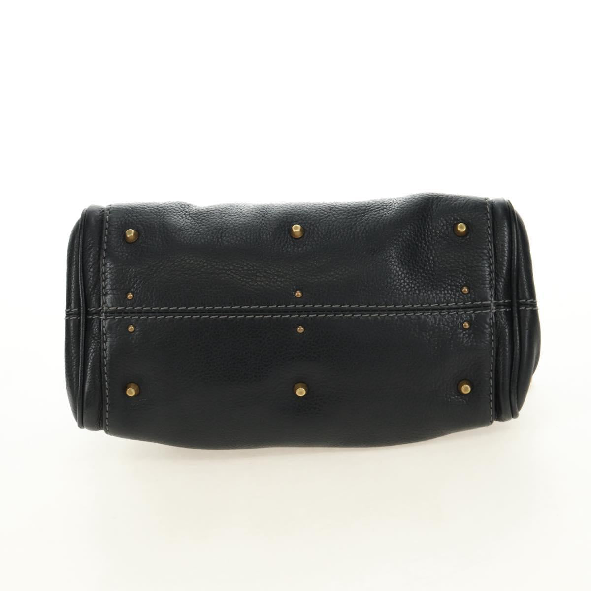 Chloe Mini Paddington Hand Bag Leather Black Silver gold Auth 183688M