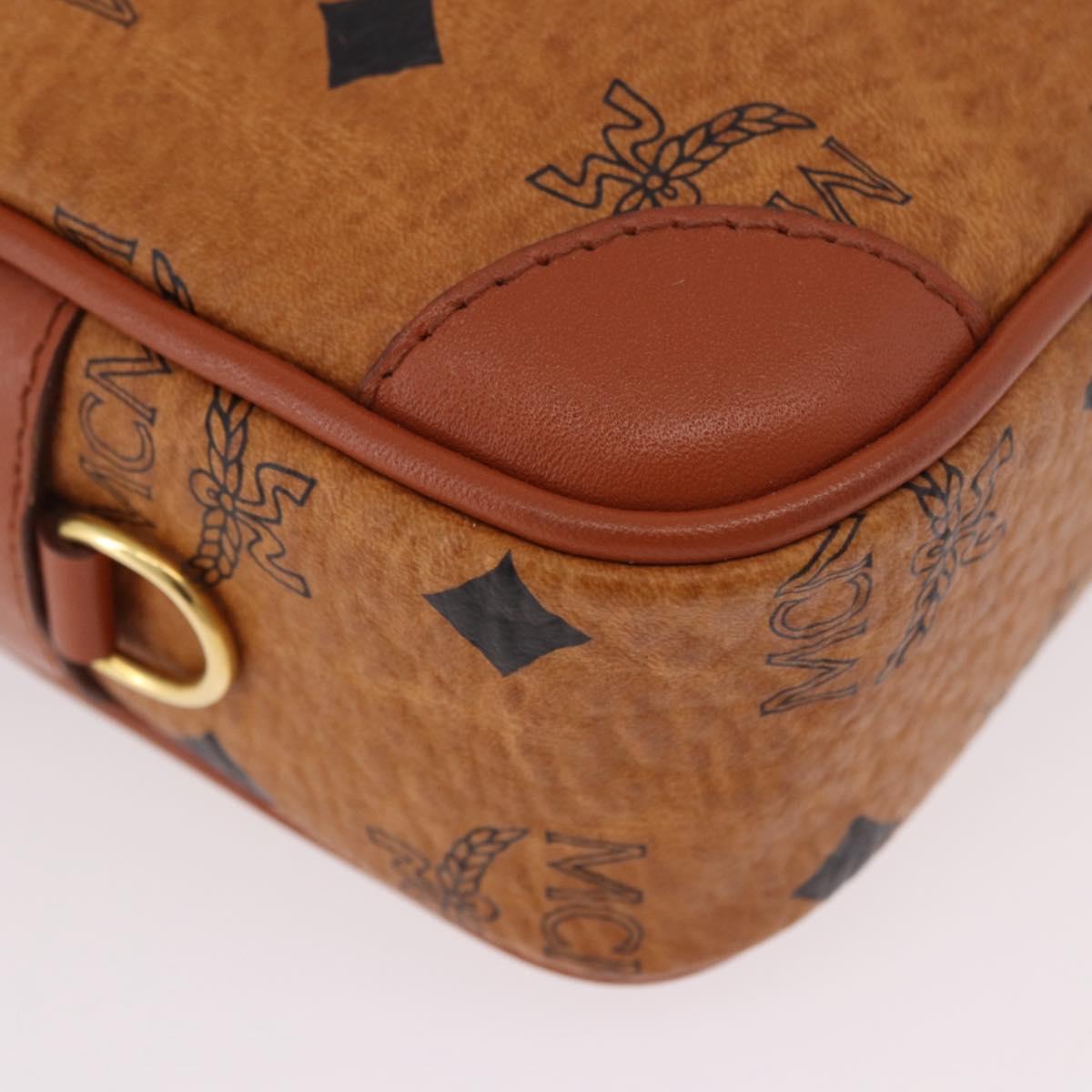 MCM Vicetos Logogram Shoulder Bag PVC Leather Brown Gold Auth 183689