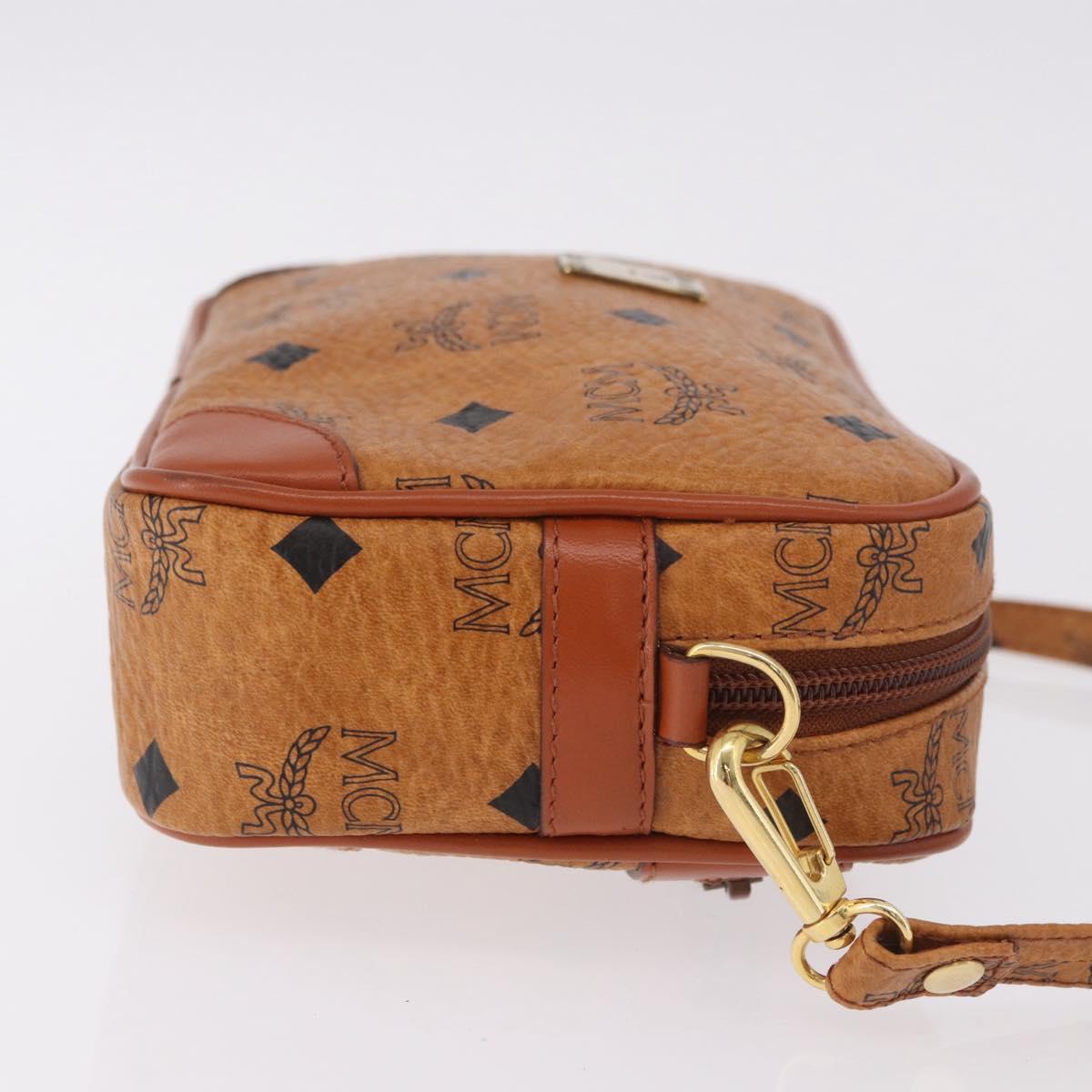 MCM Vicetos Logogram Shoulder Bag PVC Leather Brown Gold Auth 183689