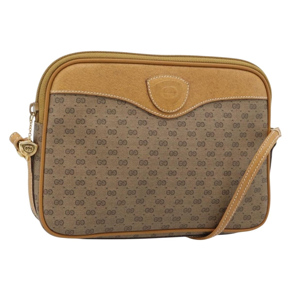 GUCCI Micro GG Supreme Shoulder Bag PVC Beige Gold 007 123 0428 Auth 183690