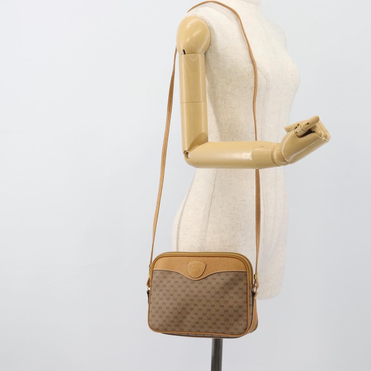 GUCCI Micro GG Supreme Shoulder Bag PVC Beige Gold 007 123 0428 Auth 183690