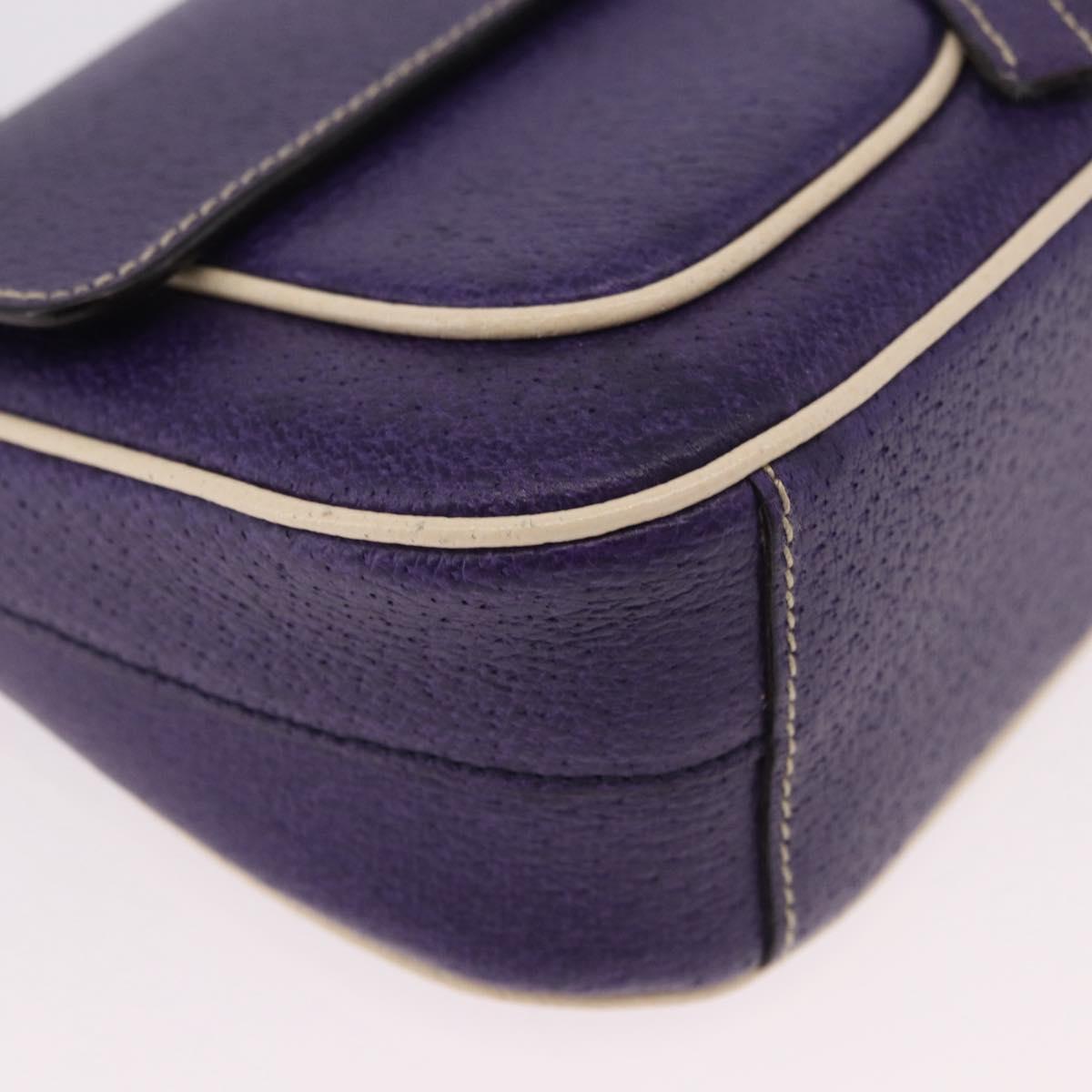 PRADA Shoulder Bag Leather Purple Silver Auth 183691A