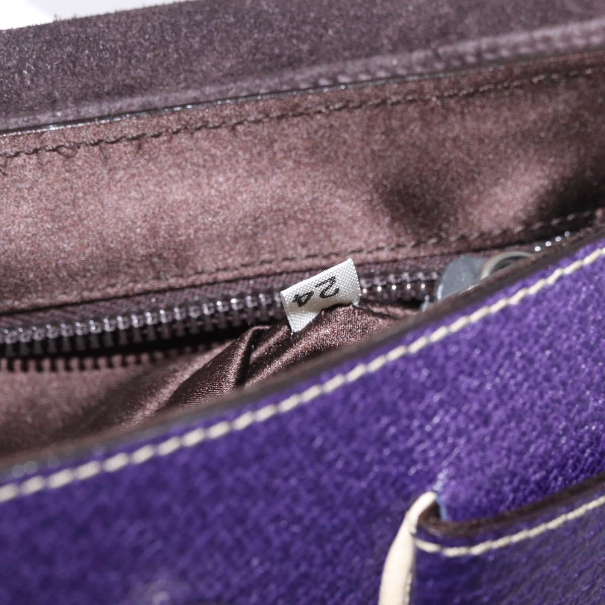 PRADA Shoulder Bag Leather Purple Silver Auth 183691A