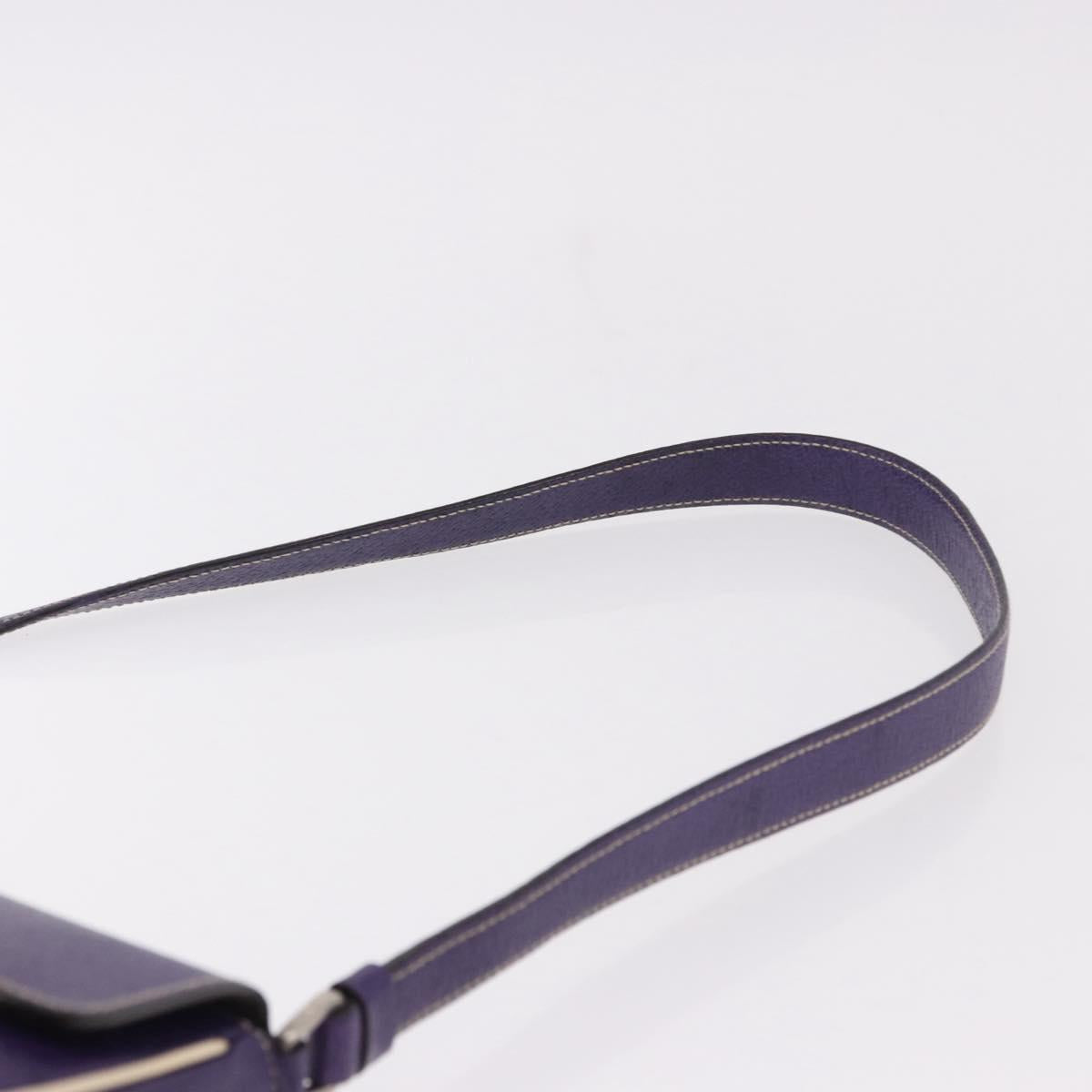 PRADA Shoulder Bag Leather Purple Silver Auth 183691A