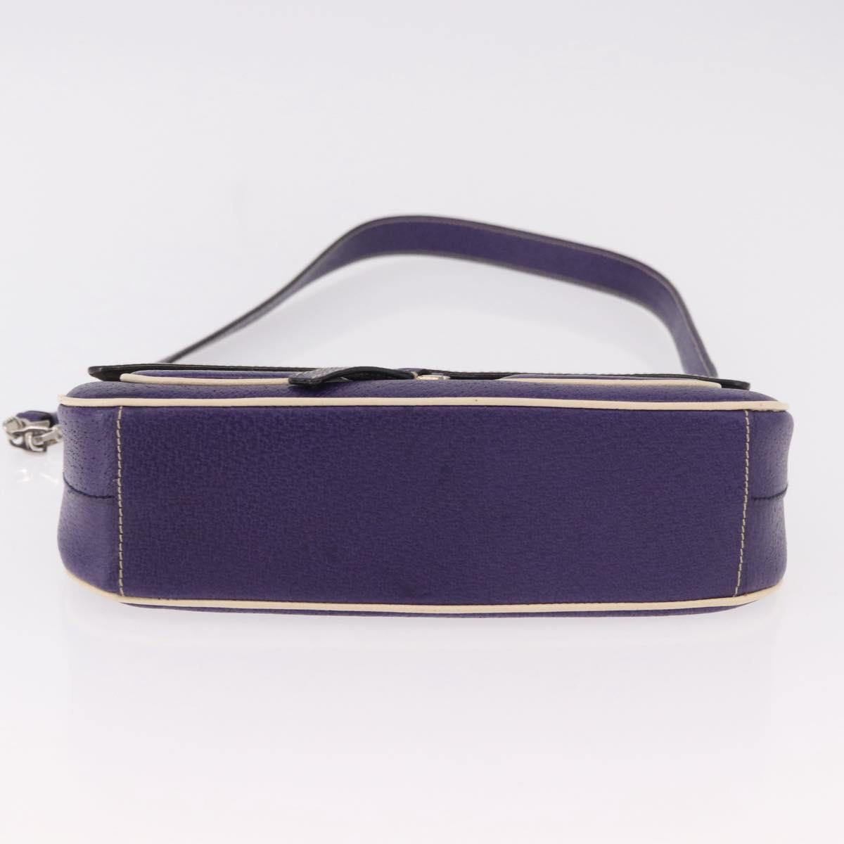 PRADA Shoulder Bag Leather Purple Silver Auth 183691A