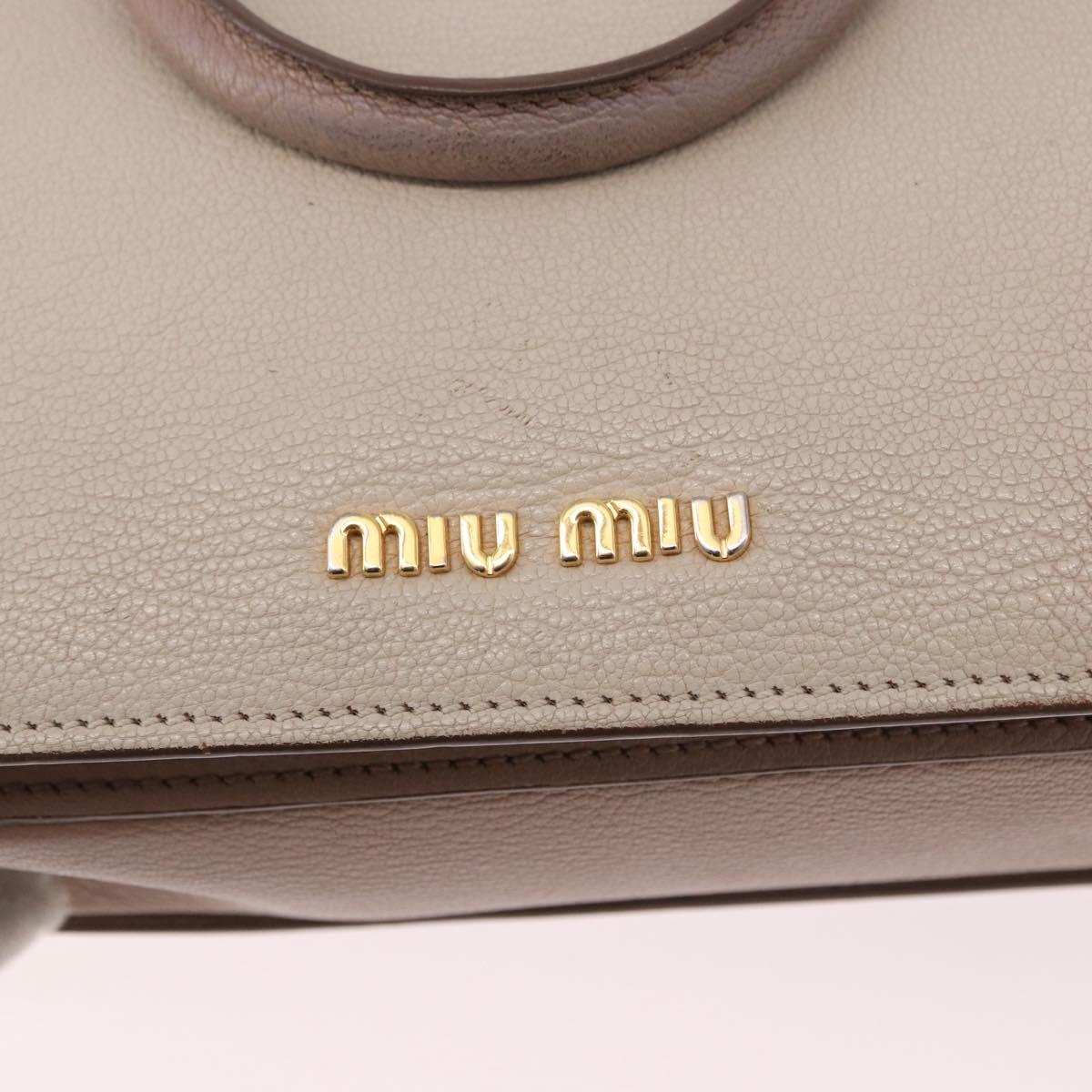 Miu Miu Hand Bag Leather 2way Ivory Gold Auth 183692A