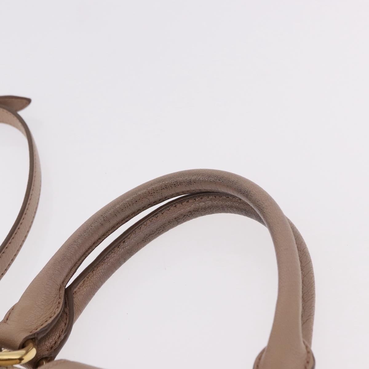 Miu Miu Hand Bag Leather 2way Ivory Gold Auth 183692A