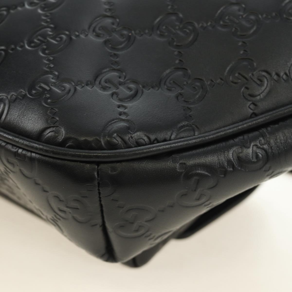 GUCCI GG Canvas Guccissima Waist Leather Outlet Black Silver 779895 Auth 183693M