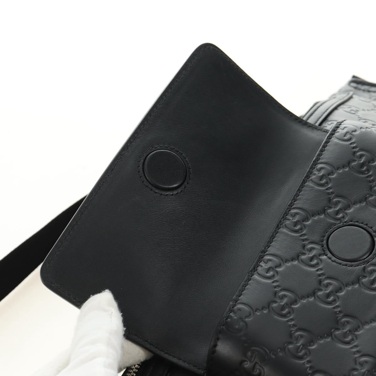 GUCCI GG Canvas Guccissima Waist Leather Outlet Black Silver 779895 Auth 183693M