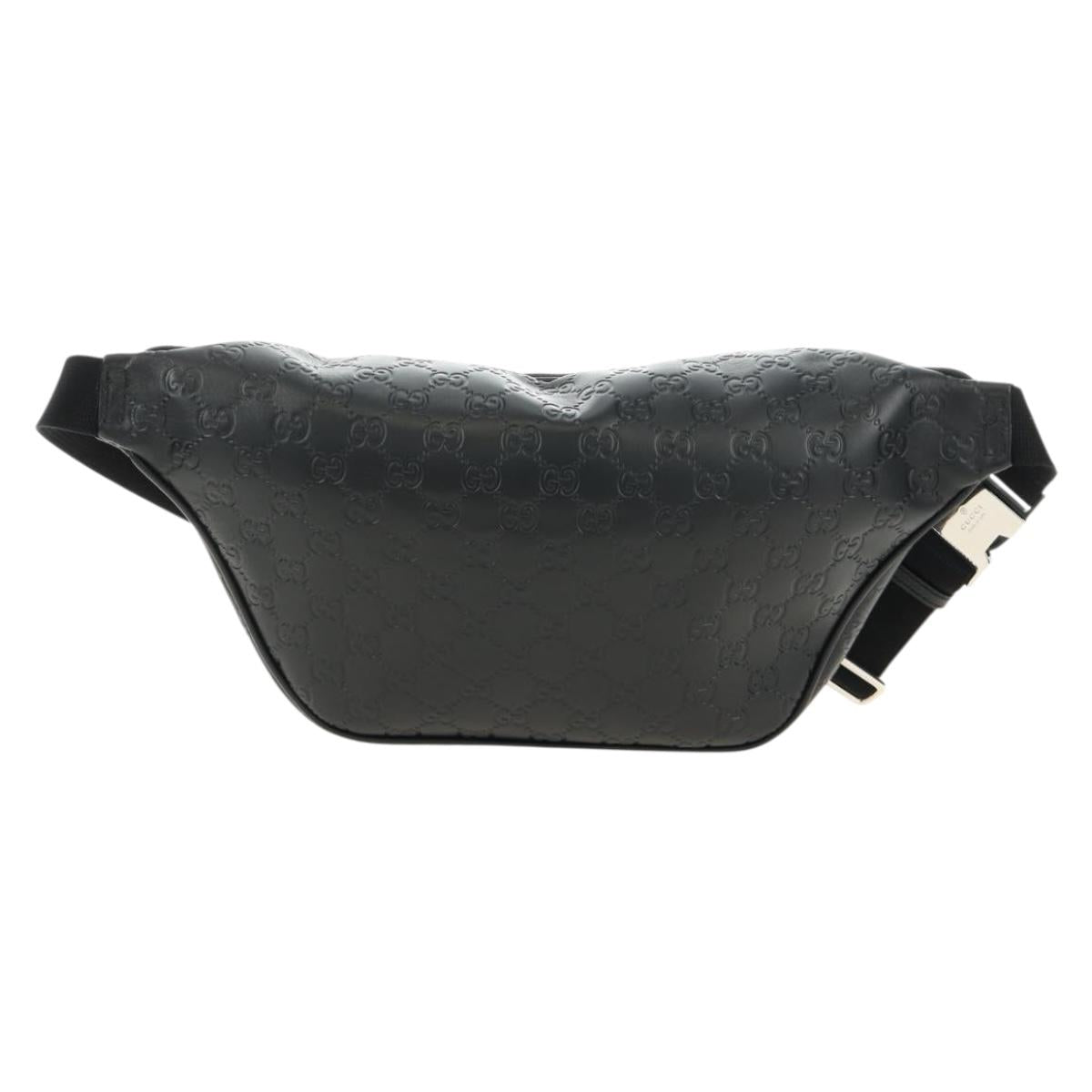 GUCCI GG Canvas Guccissima Waist Leather Outlet Black Silver 779895 Auth 183693M