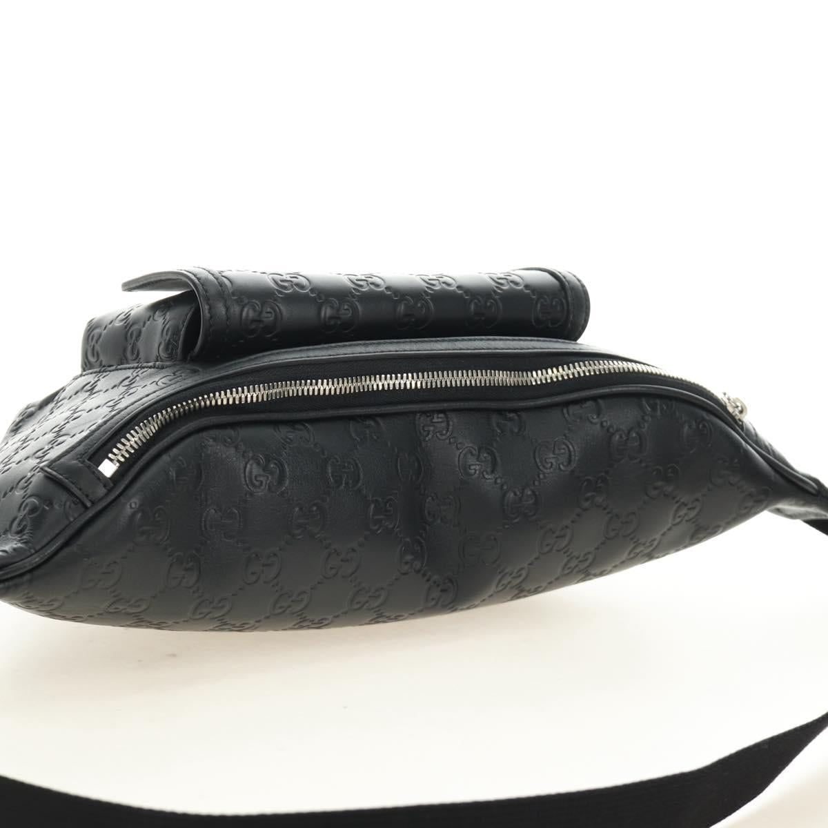 GUCCI GG Canvas Guccissima Waist Leather Outlet Black Silver 779895 Auth 183693M