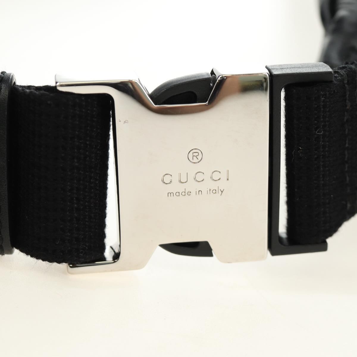 GUCCI GG Canvas Guccissima Waist Leather Outlet Black Silver 779895 Auth 183693M