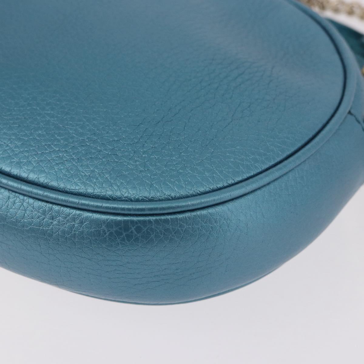 GUCCI Soho Chain Shoulder Bag Leather Blue Gold 353965 Auth 183694A