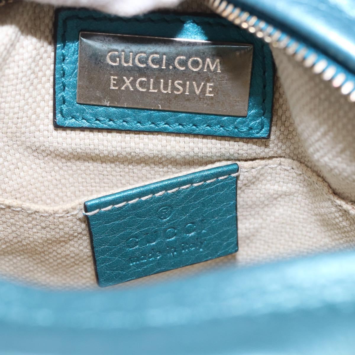 GUCCI Soho Chain Shoulder Bag Leather Blue Gold 353965 Auth 183694A