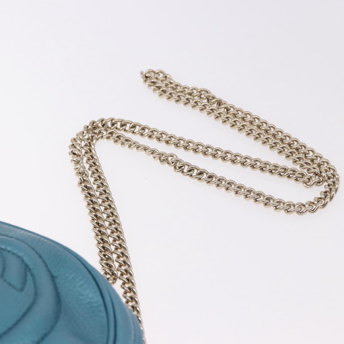 GUCCI Soho Chain Shoulder Bag Leather Blue Gold 353965 Auth 183694A