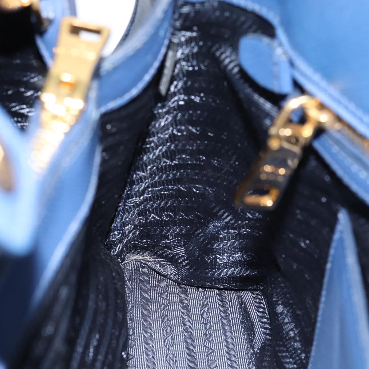 PRADA Hand Bag Saffiano leather 2way Blue Gold Auth 183706M