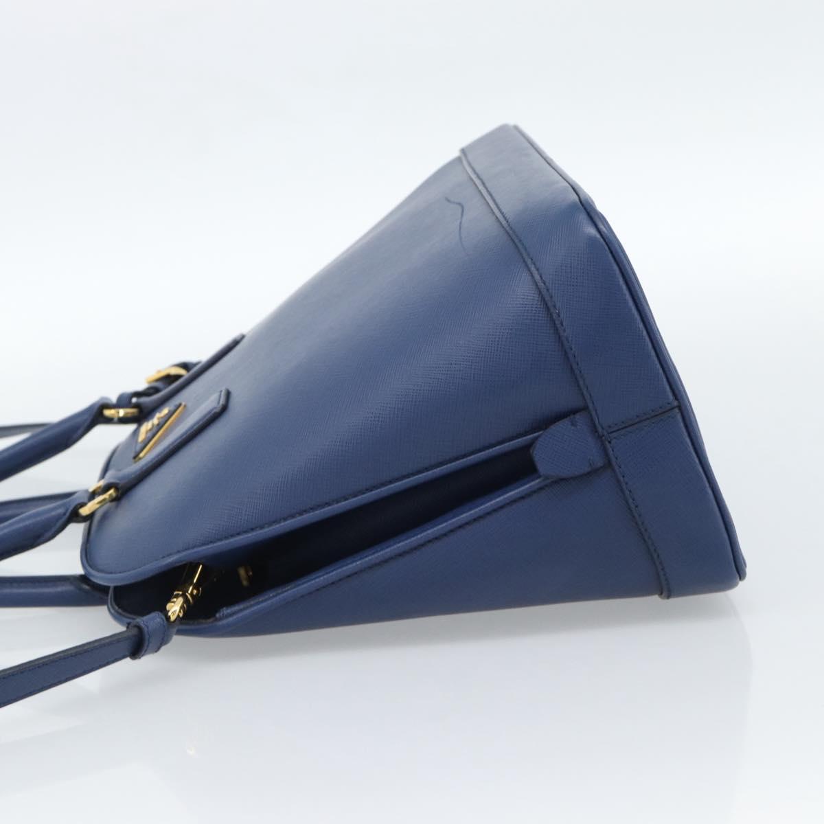 PRADA Hand Bag Saffiano leather 2way Blue Gold Auth 183706M