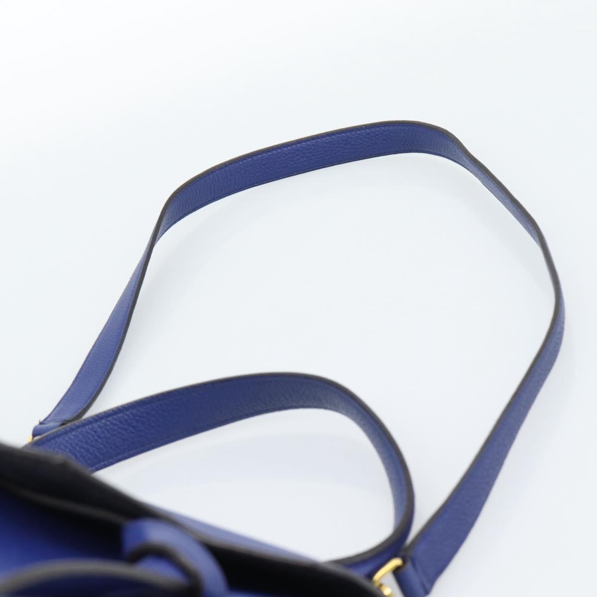 CELINE Belt bag Hand Bag Leather 2way Blue Gold Auth 183709M