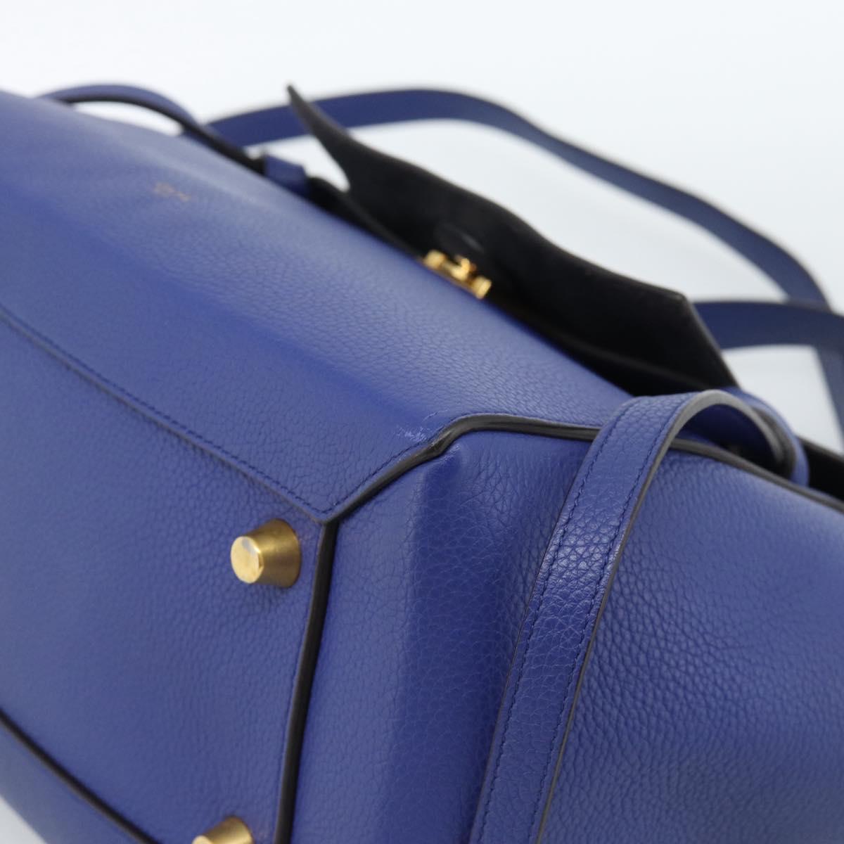 CELINE Belt bag Hand Bag Leather 2way Blue Gold Auth 183709M