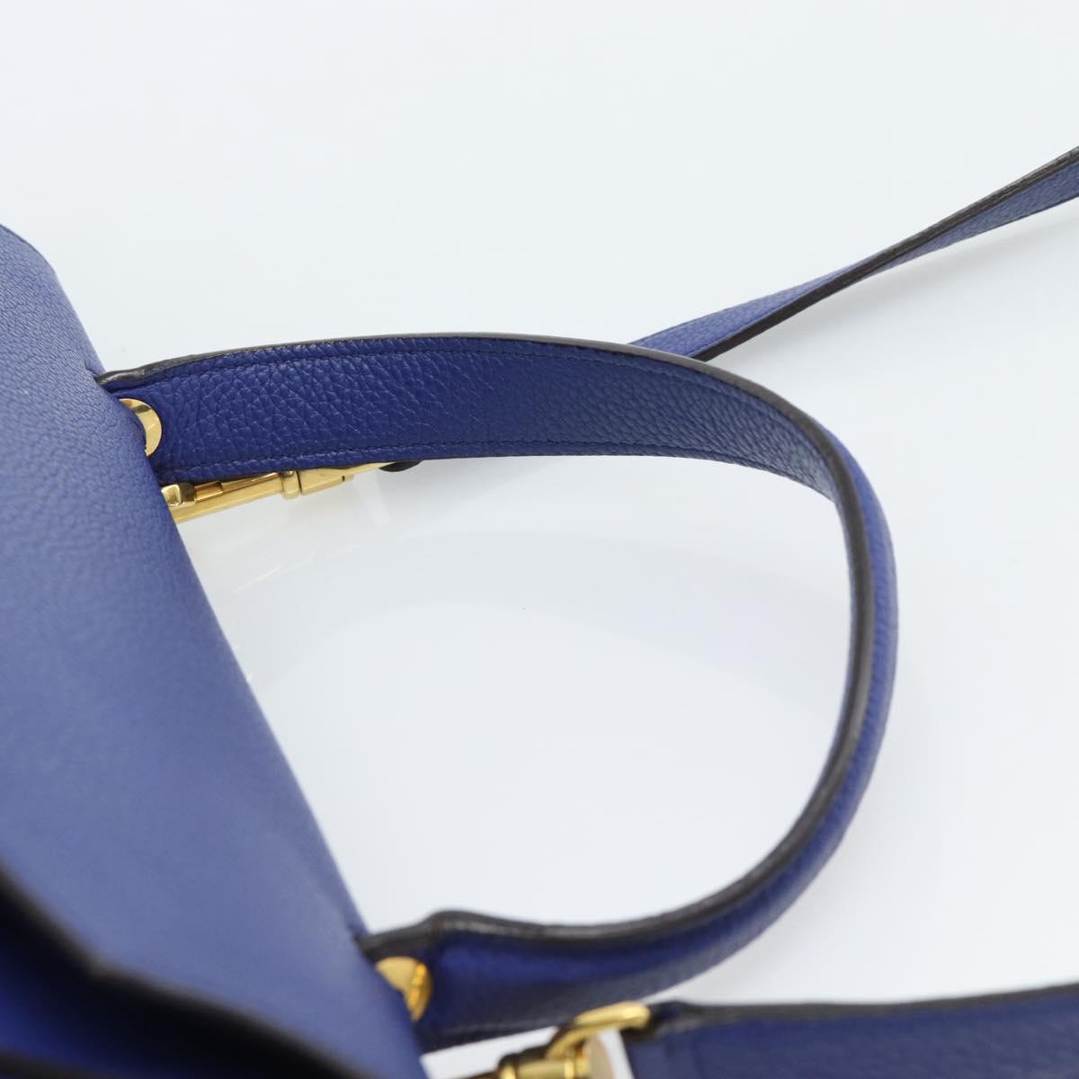 CELINE Belt bag Hand Bag Leather 2way Blue Gold Auth 183709M