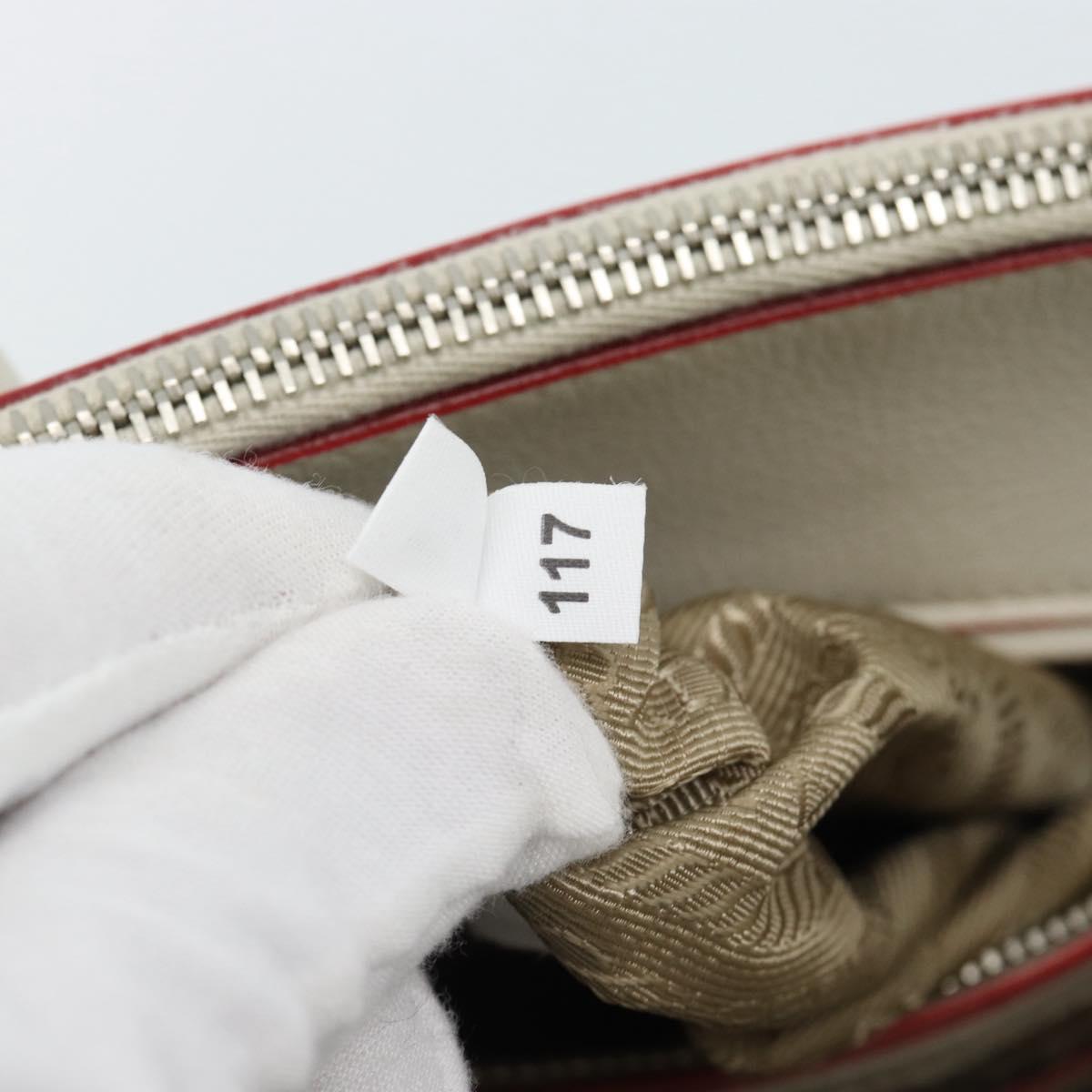 PRADA Hand Bag Leather 2way White Silver Auth 183712M
