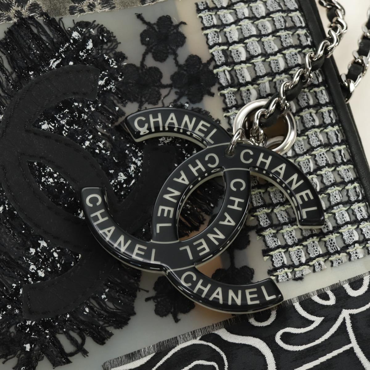 CHANEL Patchwork Tote Bag rubber Black Silver CC Auth 183715SAV