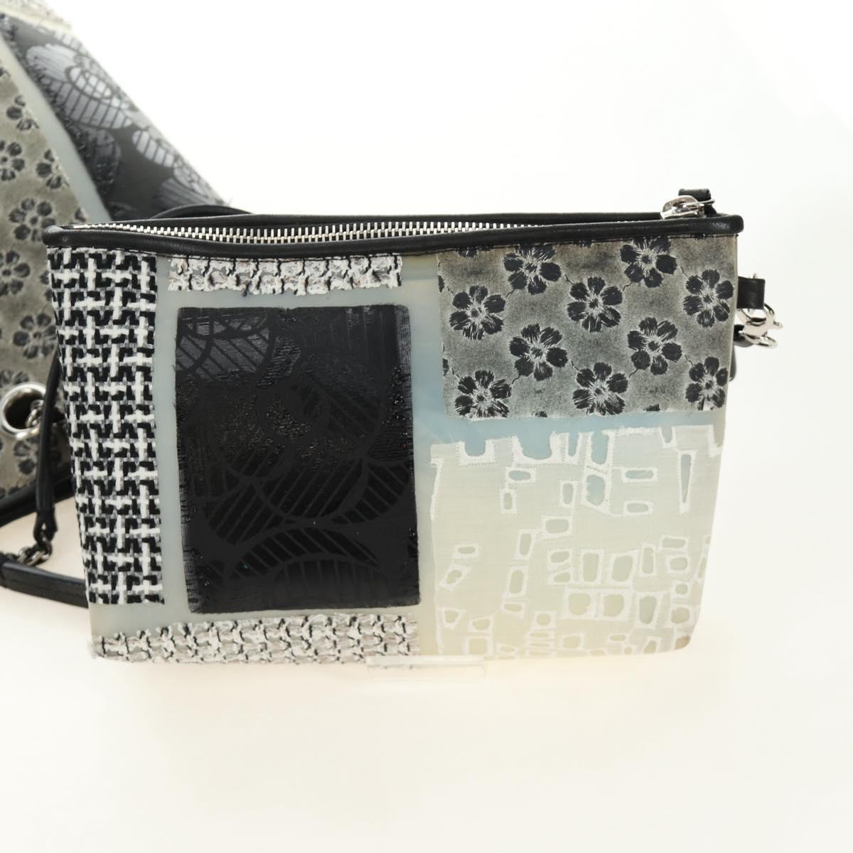 CHANEL Patchwork Tote Bag rubber Black Silver CC Auth 183715SAV