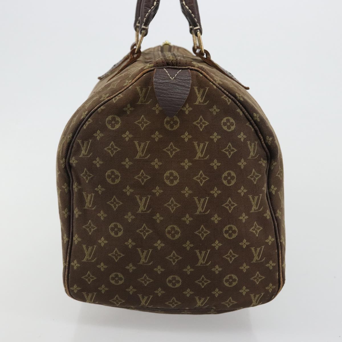 LOUIS VUITTON Monogram Mini Lin Speedy 30 Bag Brown Ebene M95224 LV Auth 183717