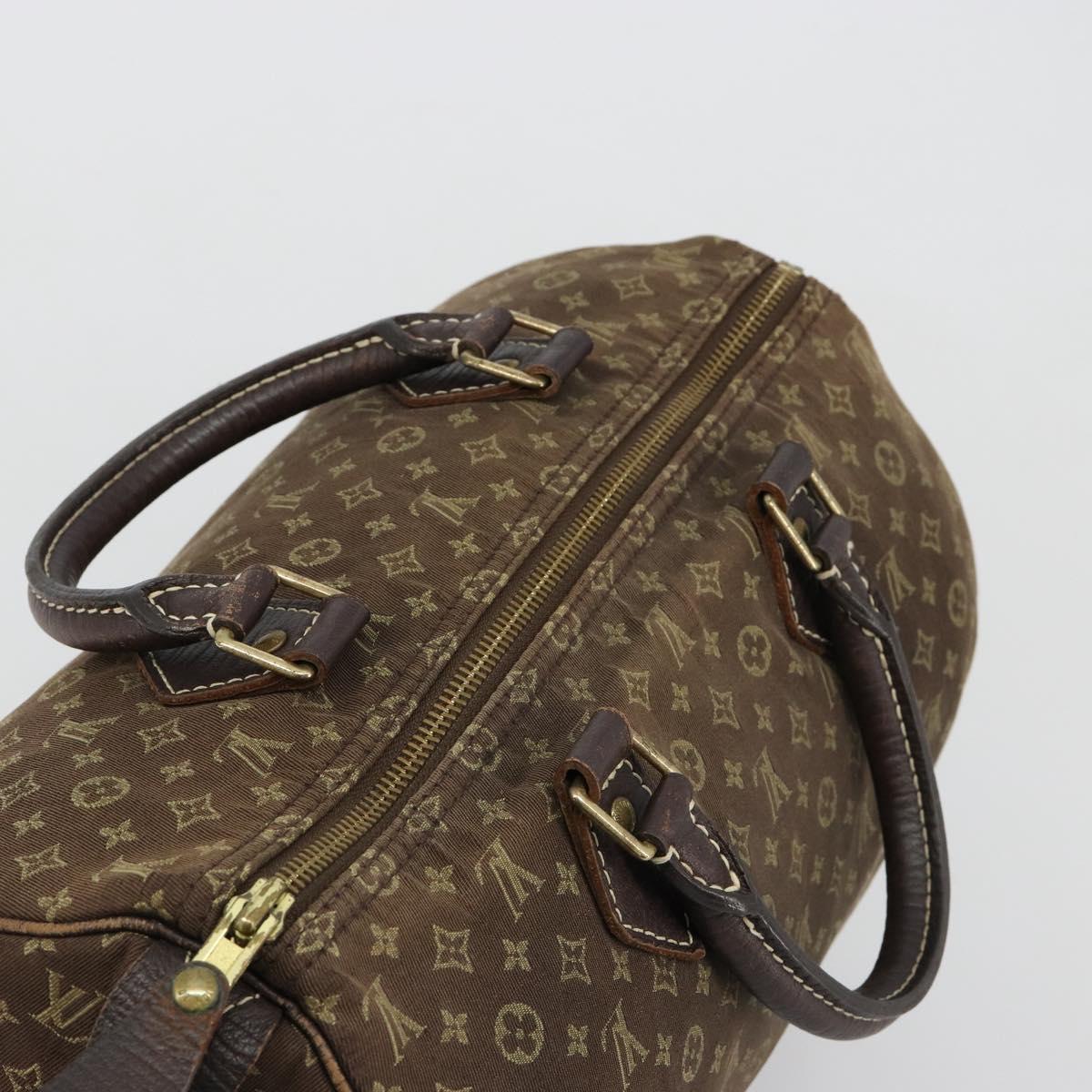 LOUIS VUITTON Monogram Mini Lin Speedy 30 Bag Brown Ebene M95224 LV Auth 183717