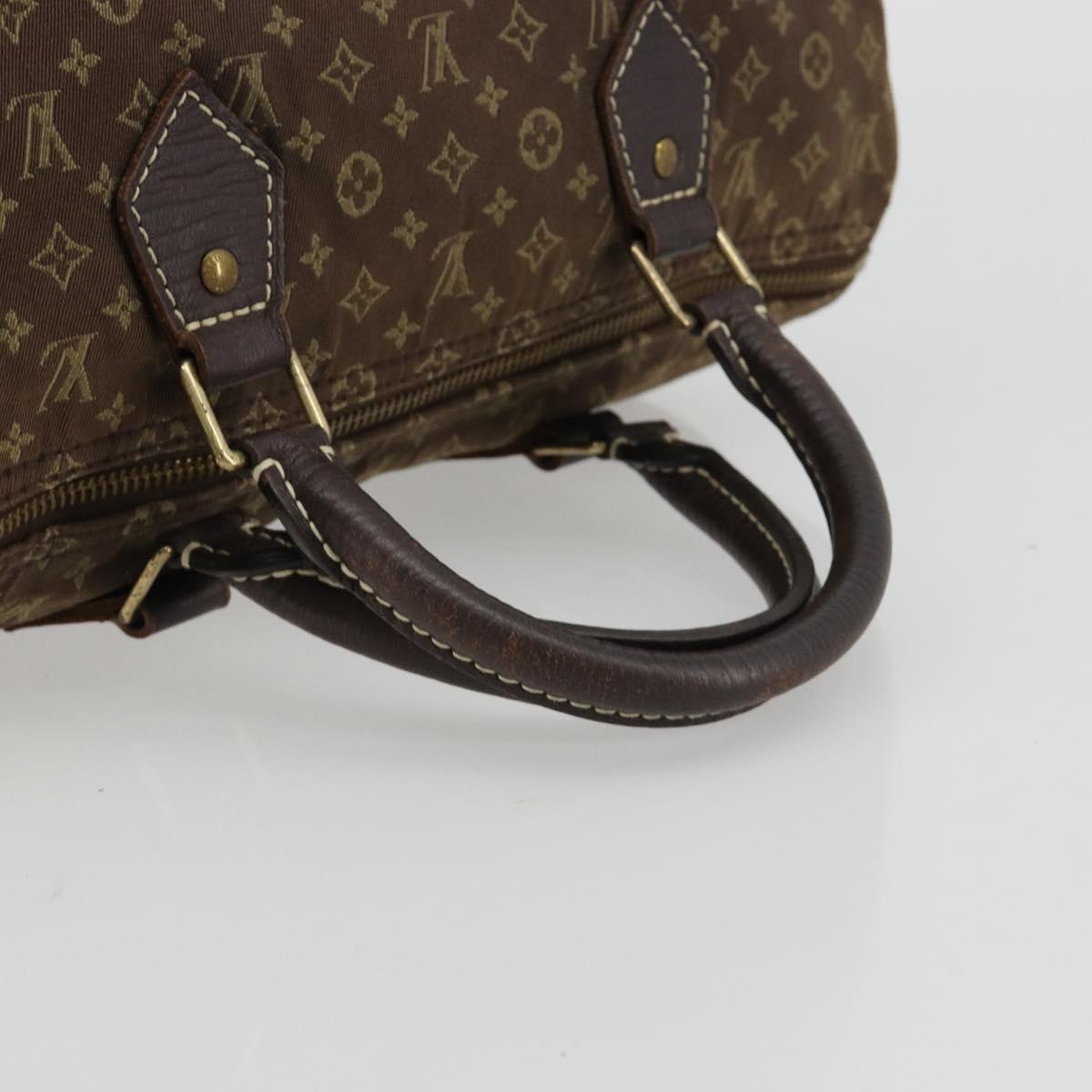 LOUIS VUITTON Monogram Mini Lin Speedy 30 Bag Brown Ebene M95224 LV Auth 183717