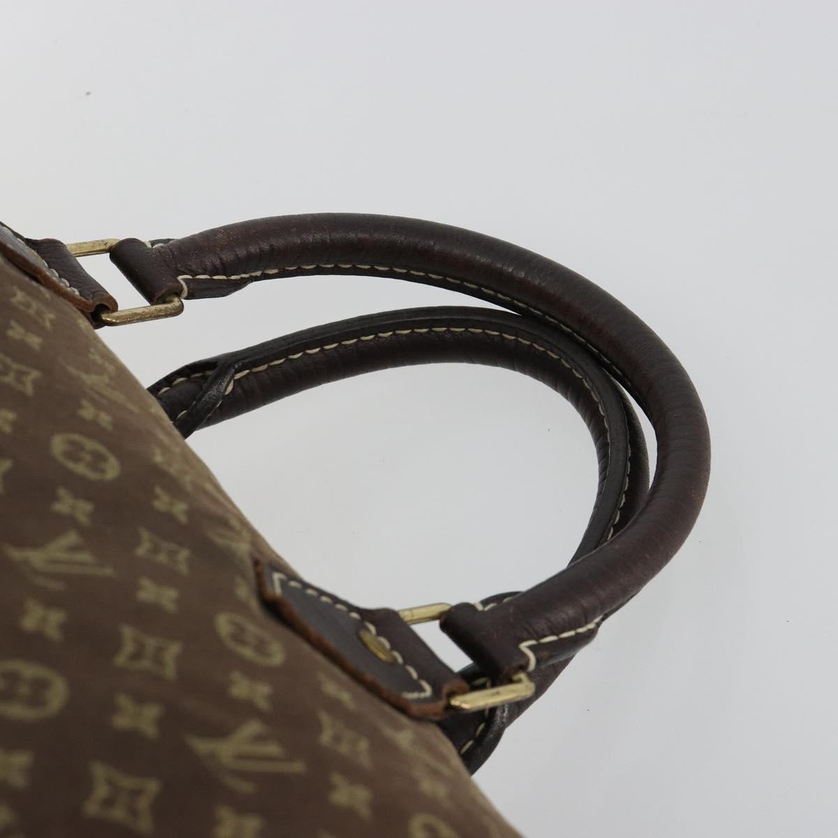 LOUIS VUITTON Monogram Mini Lin Speedy 30 Bag Brown Ebene M95224 LV Auth 183717