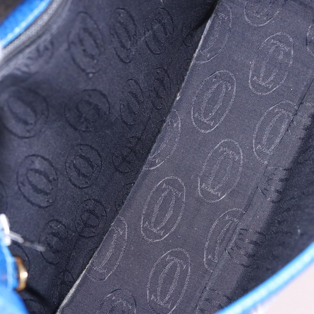 CARTIER Must Line Shoulder Bag Leather Blue Gold Auth 183718V