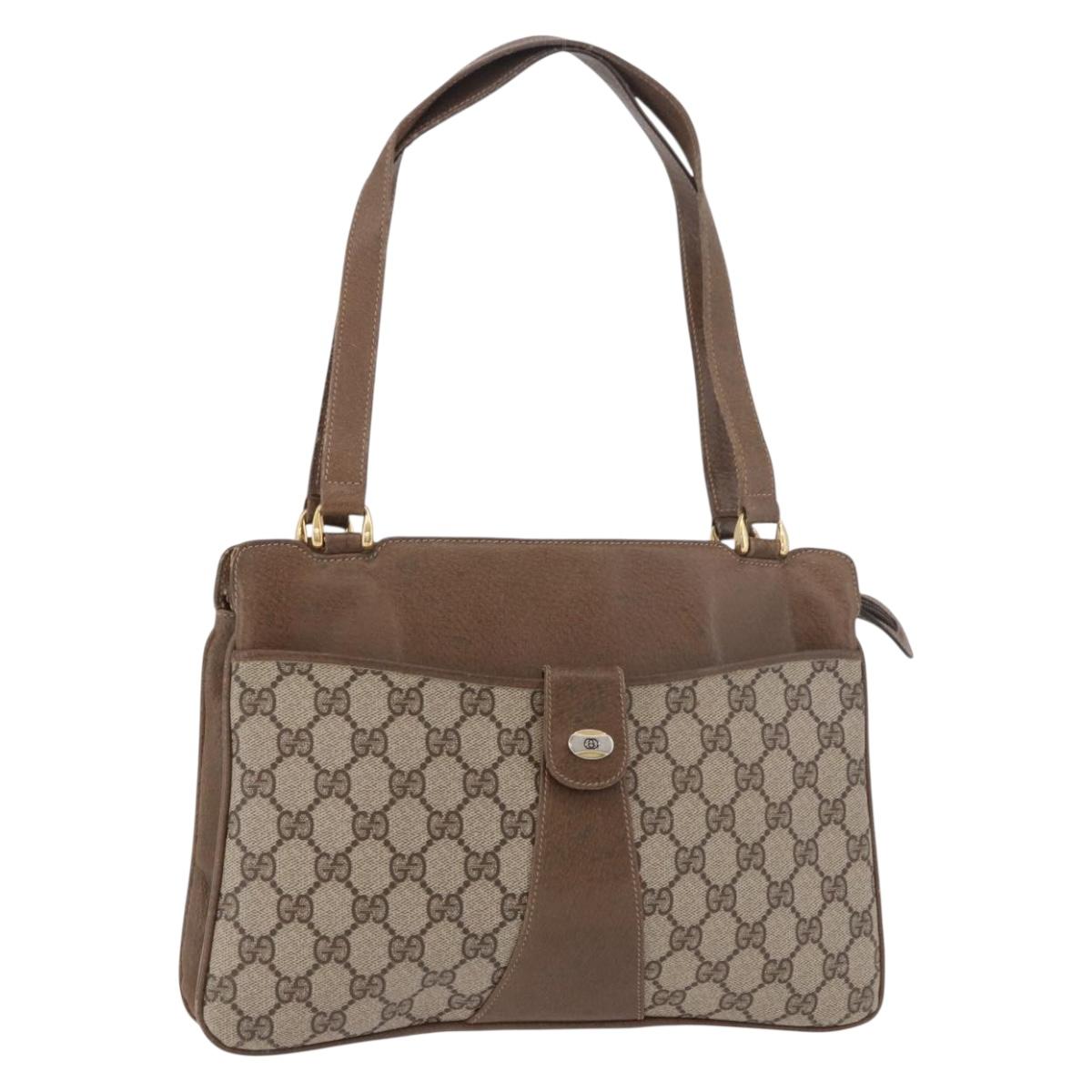 GUCCI GG Supreme Tote Bag PVC Beige Gold 86 02 021 Auth 183721