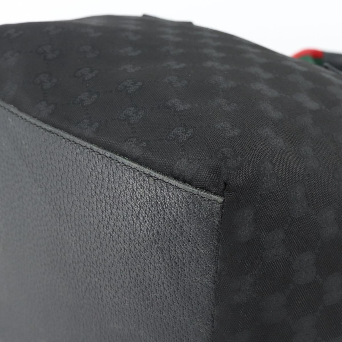 GUCCI GG Canvas Web Sherry Line Tote Bag Black Silver 131230 Auth 183723